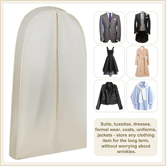 50 Inch Acid Free Cotton Muslin Suit Garment Bag Long Dress Suit Storage Box Closet Organizer for Suits, Coats, Travel Bag