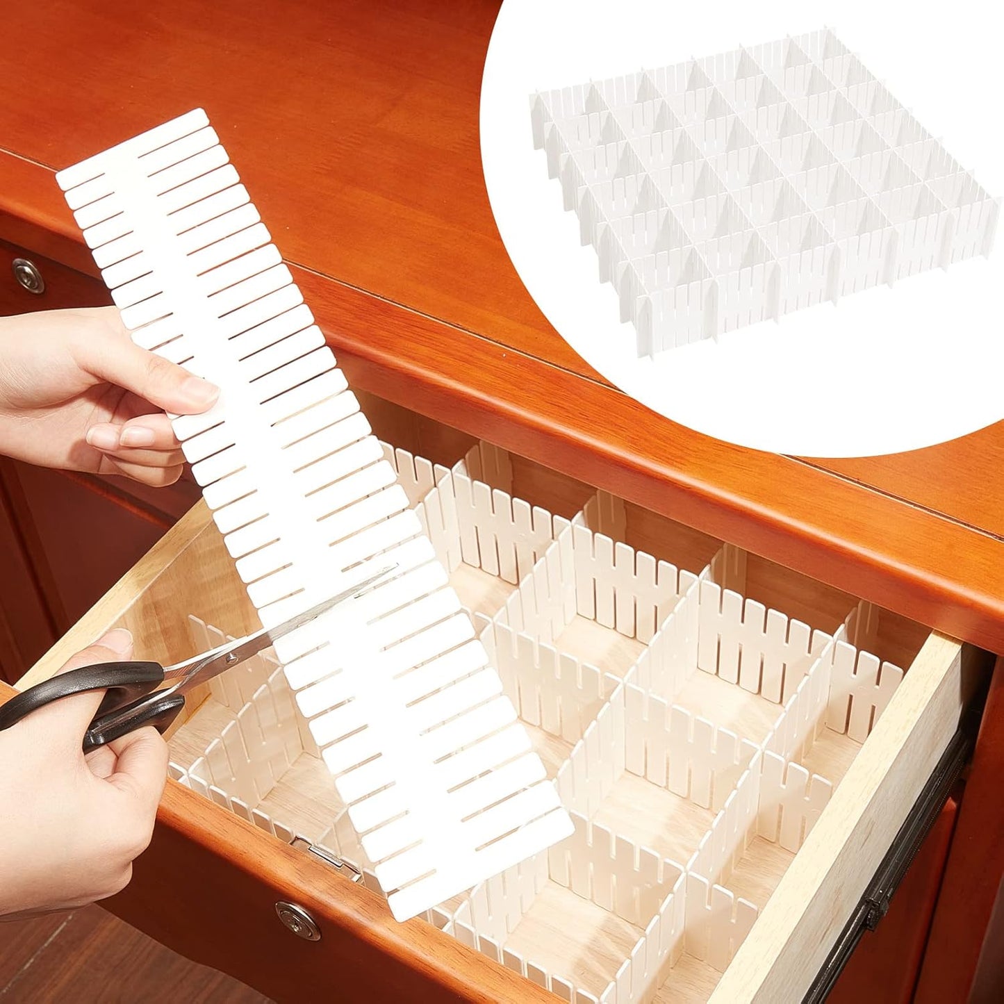 Vesici 80 Pcs Drawer Dividers Adjustable Plastic Organizer DIY Separators Storage Dividers for Socks, Underwear, Makeup, Tidy Kitchen, Bedroom, Dresser(White)
