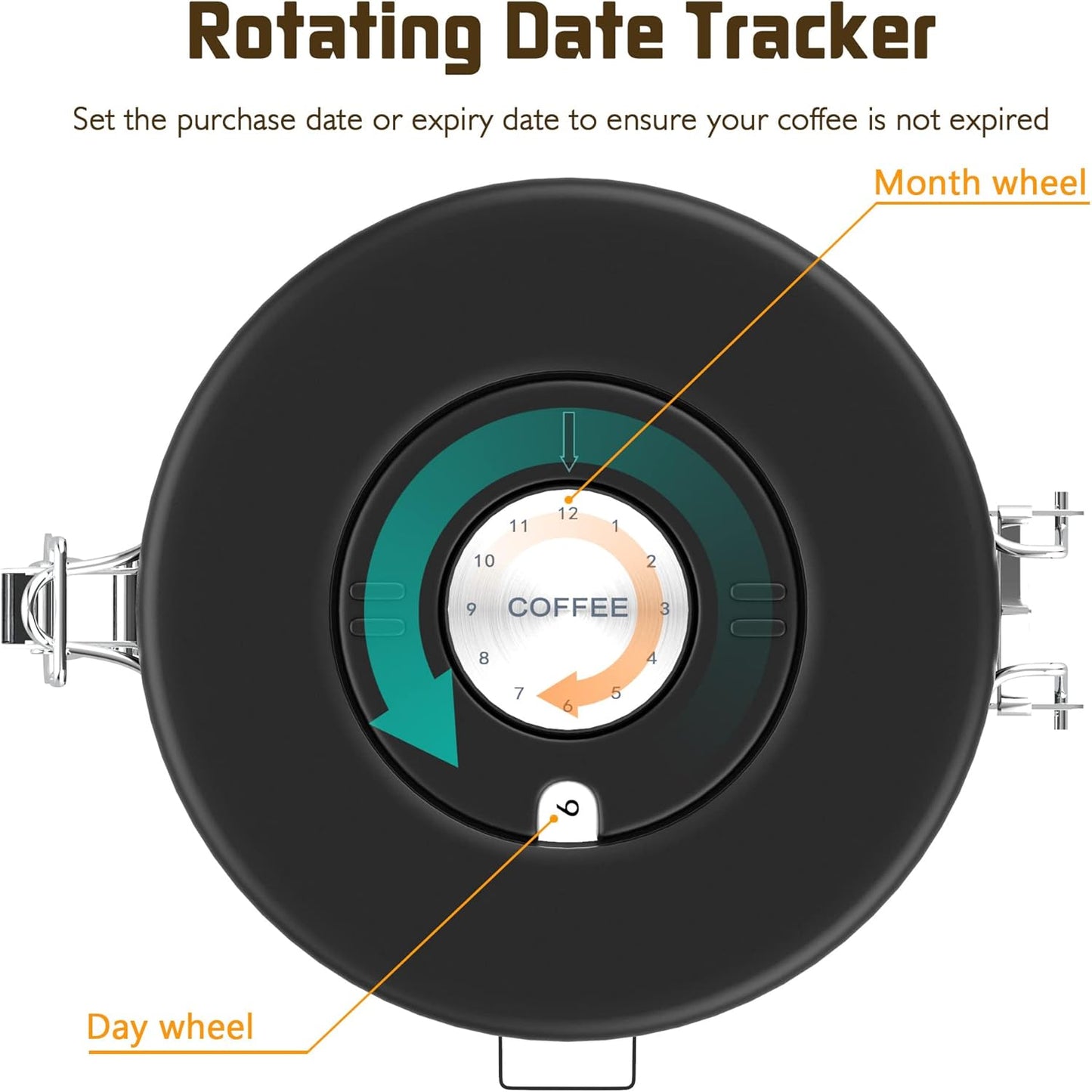 Coffee canister for ground coffee with Scoop Date Tracker One Way Co2 Valve 304 Stainless Steel Kitchen Food Airtight storage container for Coffee Beans,Grounds,Tea,Sugar (Silver, 16oz)