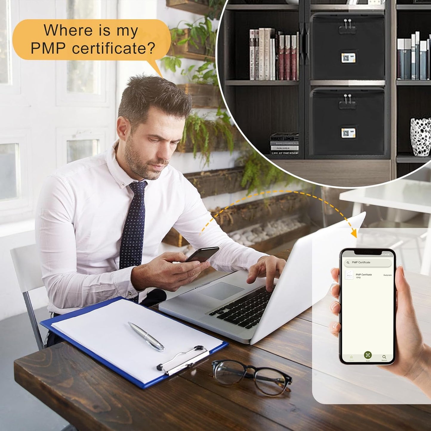 Medium Next of Kin Box Organizer with Smart Labels, Fireproof Foldable File Organizer with Combination Lock, 10 Hanging Files and 20 Category Labels for Label Documents,(M:13 * 13 * 13in)