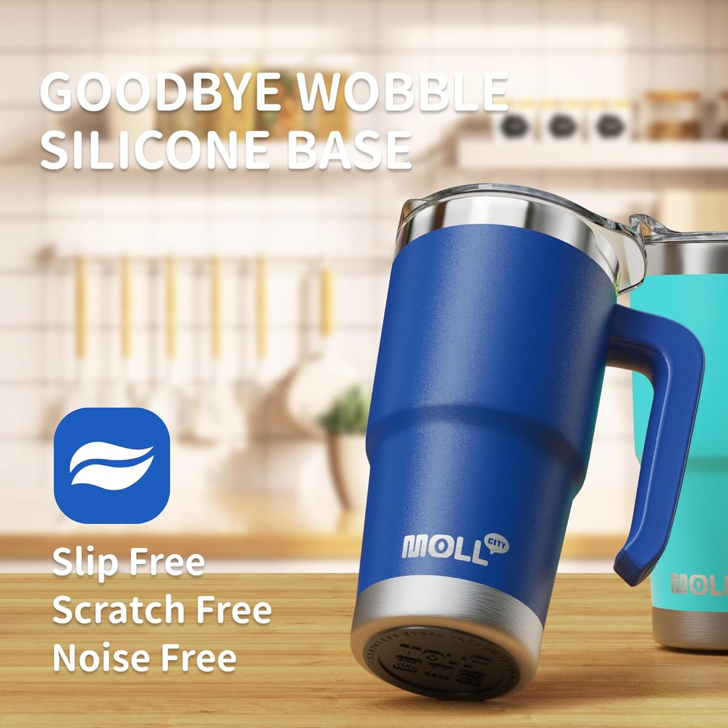 16 oz Tumbler with Handle Reusable Stainless Steel Vacuum Insulated Tumbler Cups with Lid and Straw Travel Mug for Women(Navy)