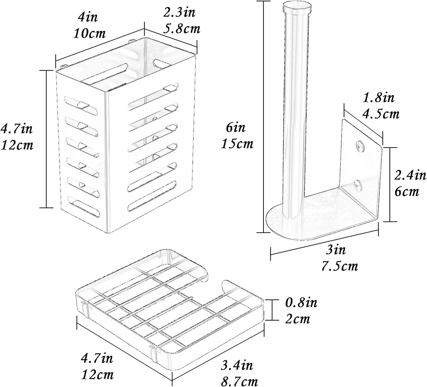 PUSDON Metal Wall Hanging Basket 2 Packs DIY Suitable for Multiple Scenes - Middle Black Guardrail Suit