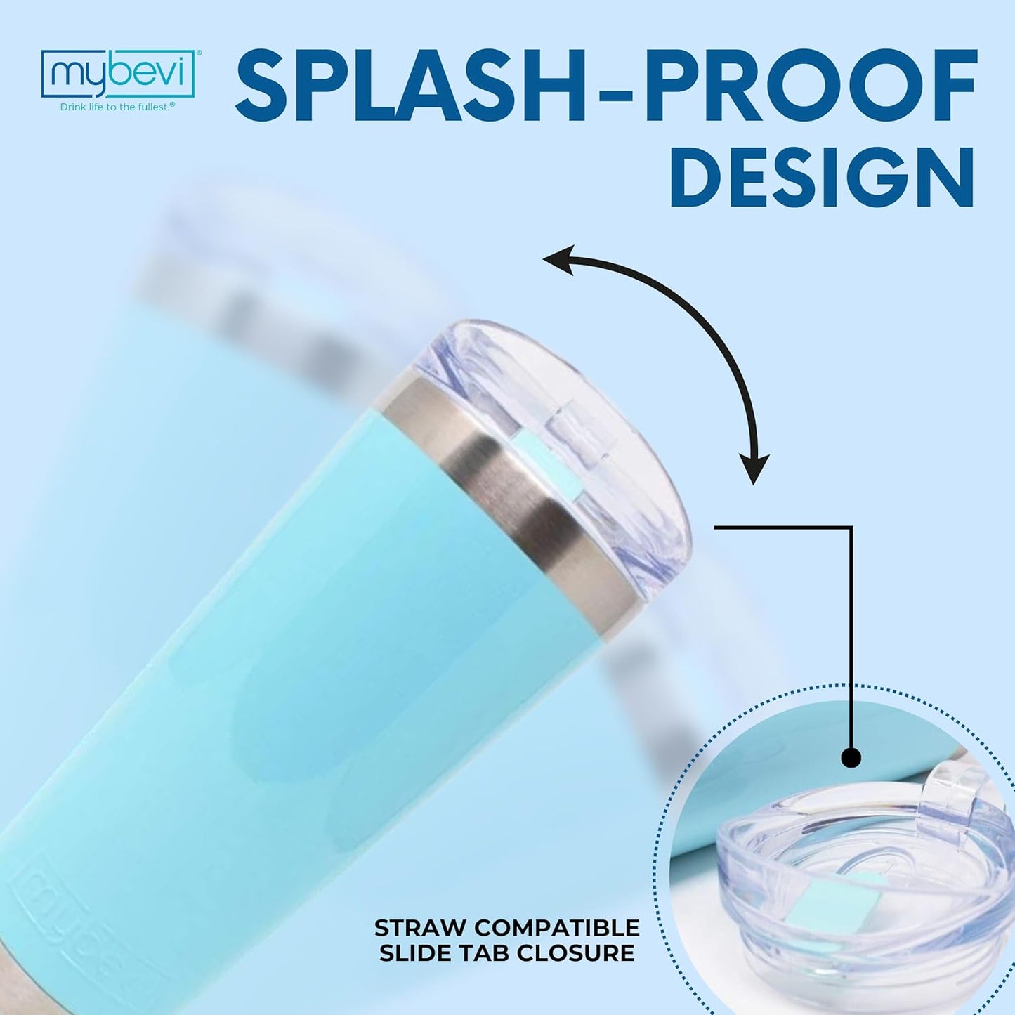 Classic Premium Stainless Steel Tumbler with 12-Hour Temperature Control, Tritan Lid, and BPA-Free Construction | Aqua Sky, 26 oz