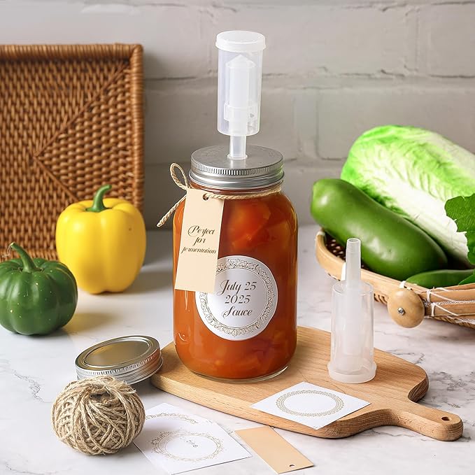 6 Pack 32 oz Fermentation Jar Mason Jars with Lids 0.95 Liter Fermentation Kit with Airlocks Sticker Tags and Ropes for Fermenting, Pickling, Canning, Mead Making