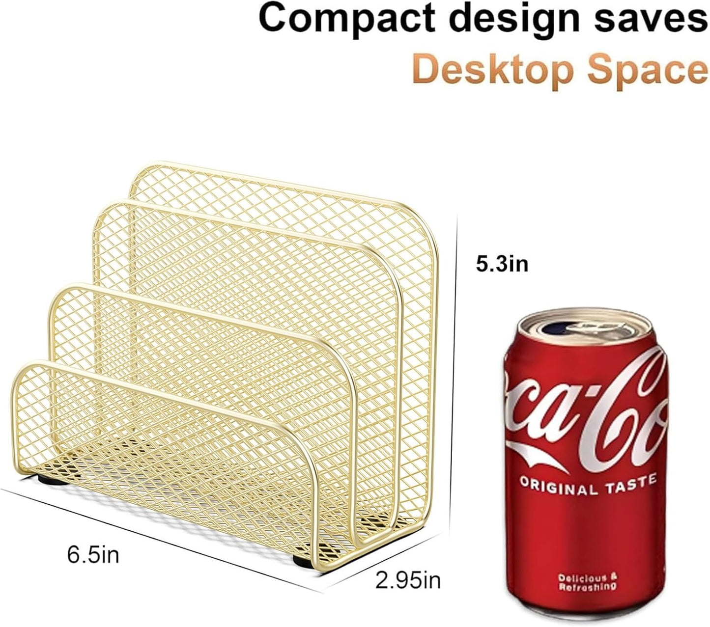 gianotter Mail Organizer Countertop, Metal File Holder with 3-Slot, Gold Desk Accessories for Office (Gold)