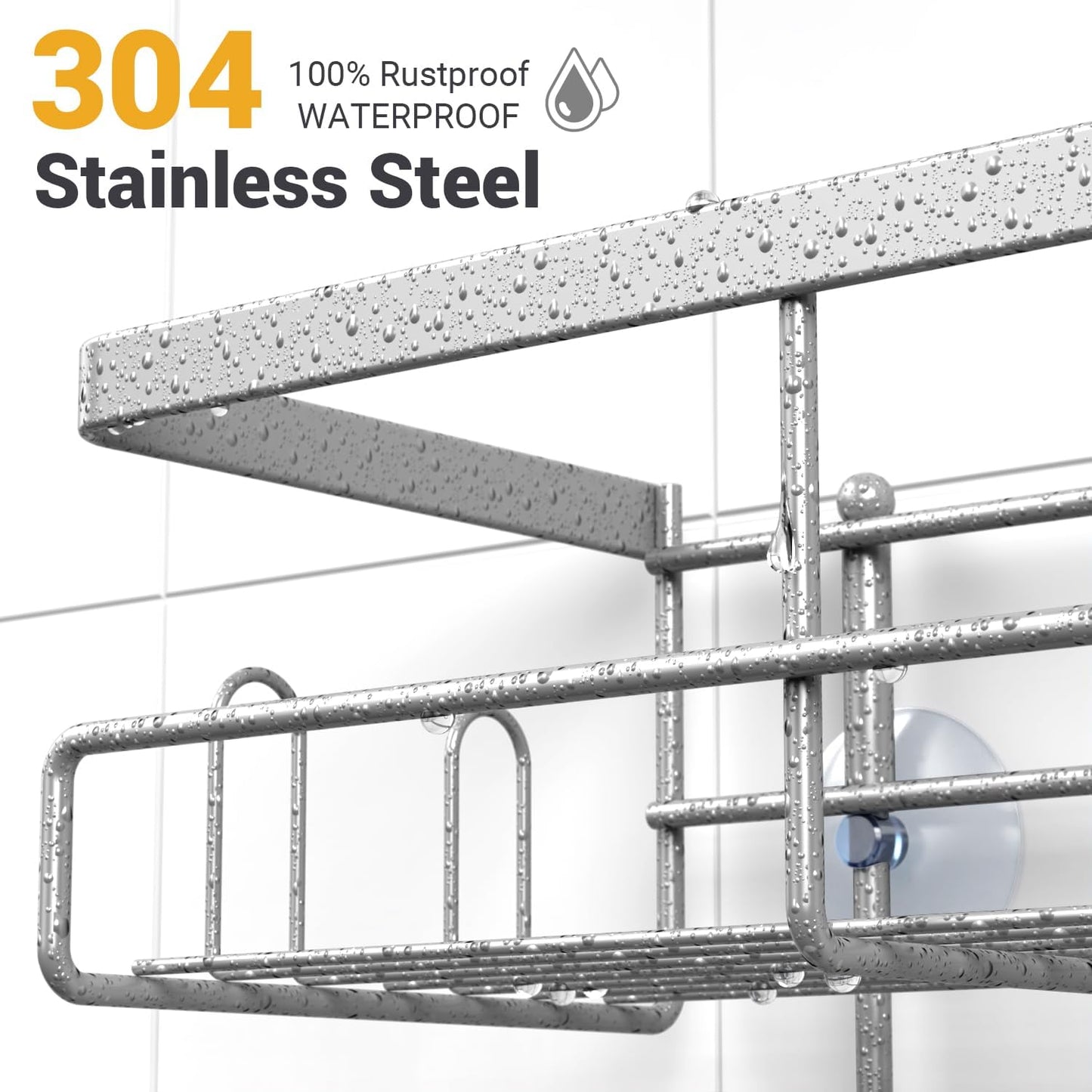 Shower Caddy Hanging Bathroom Organizer: Rustproof Shower Shelf for Inside Shower - No Drilling Shower Racks Over Showerhead - Bath Shelves Rack for Shampoo Soap Chrome