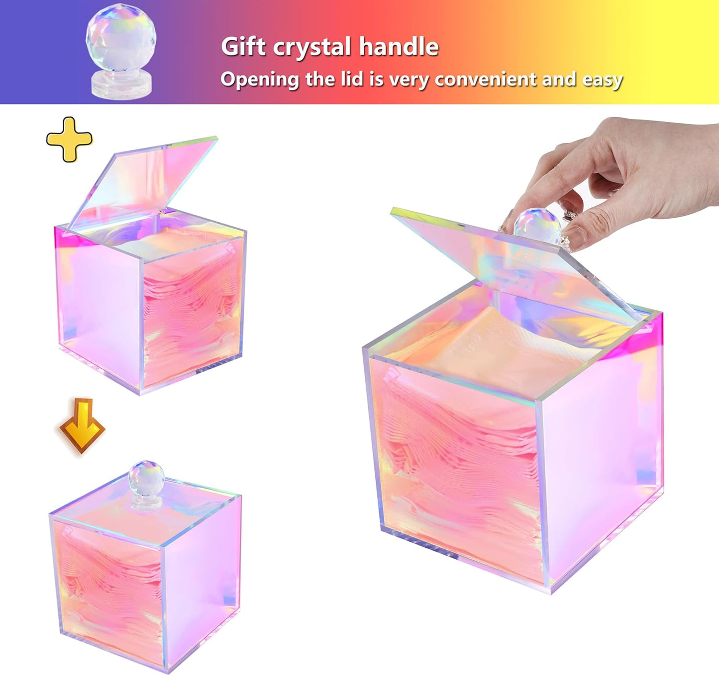 Acrylic Box with Lid Clear Display Case Gift wrap Boxes Prism Box Transparent Square Cube Storage Organizer Containers for Wedding,Birthday