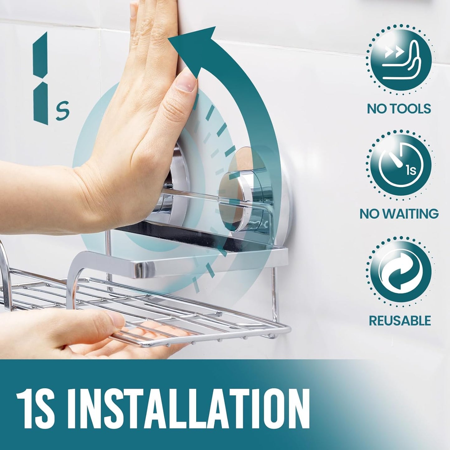 TAILI Shower Caddy Suction Cup 2 Pack, Heavy Duty Bathroom Basket, Bath Shelves for Inside,Stainless Steel Shower Holder Organizer for Bathroom Storage & Home Decor,No Drilling,Silver