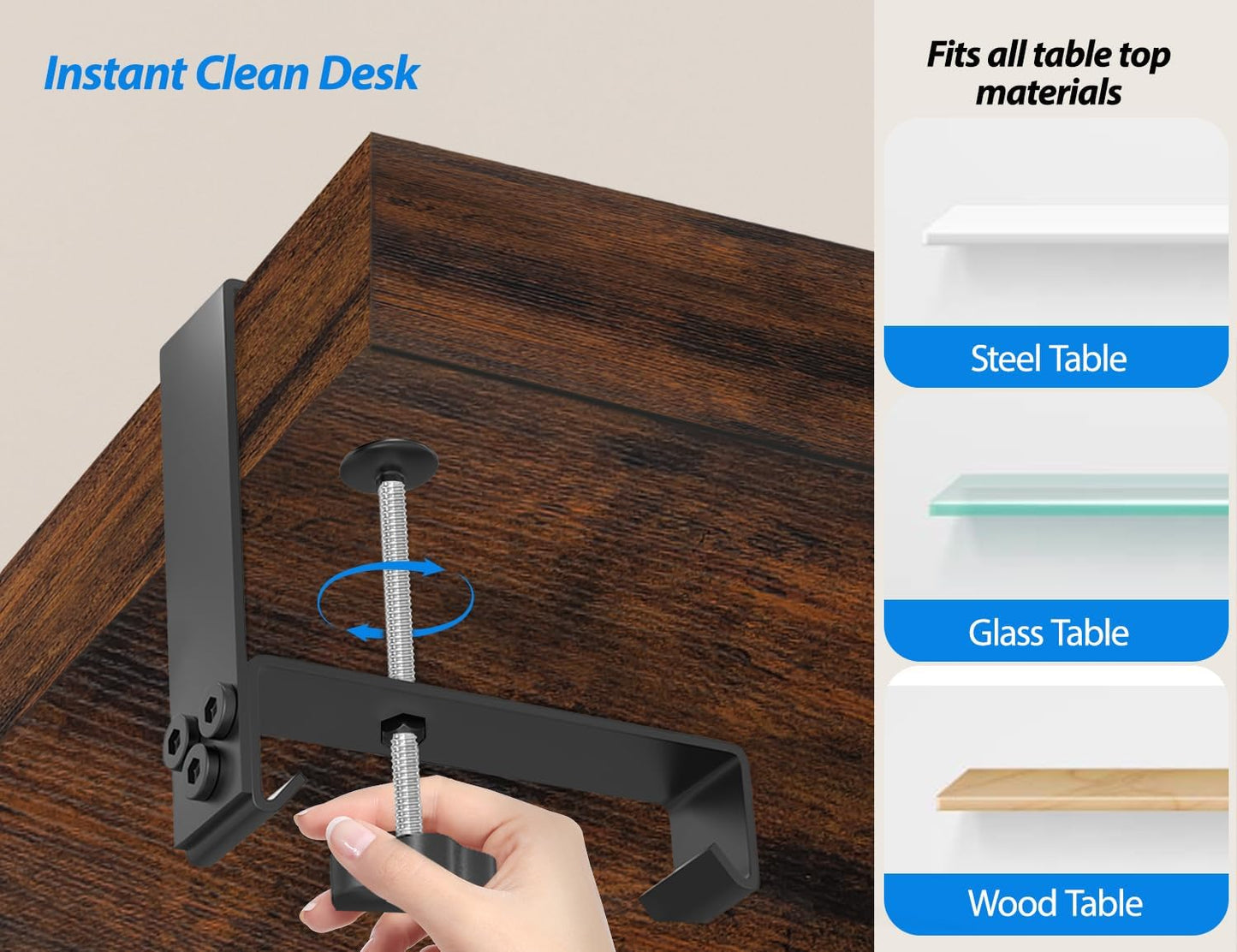 Under Desk Cable Management Tray No Drill, 30 Inch Cord Organizer with Oxford Fabric, Clamp Mount, Holds 30 lbs, Large Cable Rack for Gaming & Home Office Standing Desk