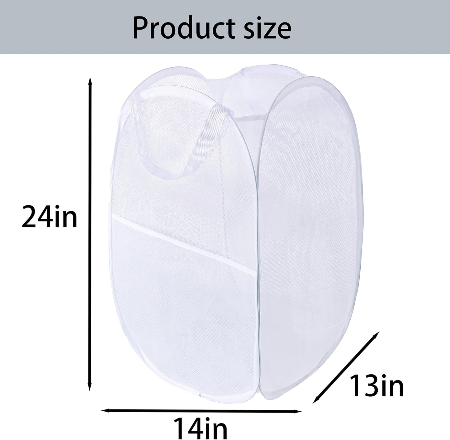 Foldable Mesh Popup Laundry Hamper,Laundry Basket Easy to Open and Fold for Dorm,Travel, College Dorms, and More (2 white)