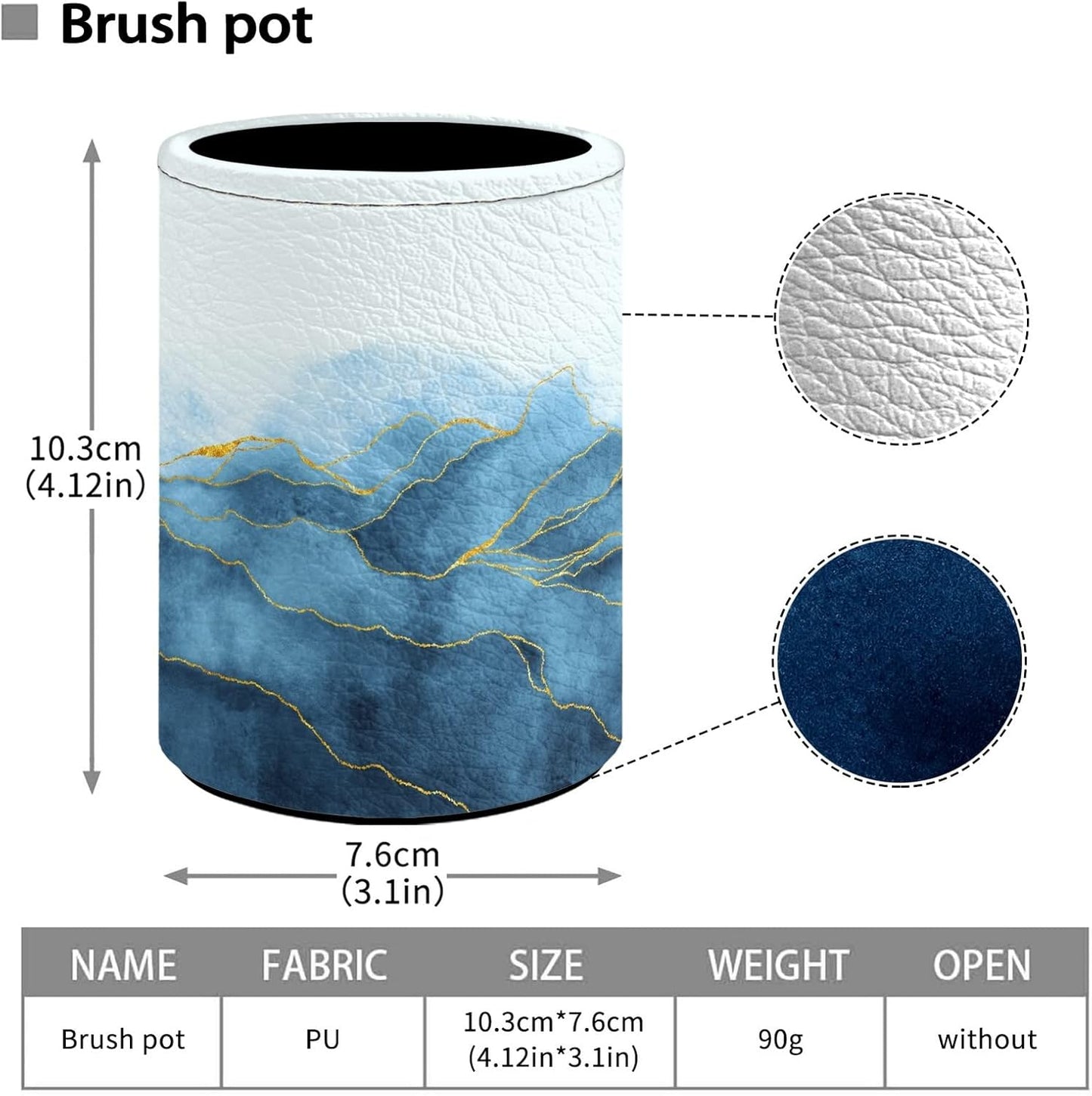 Marble Pen Holder Pencil Organizer Cute Pencil Cup Desk Decor Makeup Brush Holder PU Multifunctional Office Suppliesfor Home Classroom School