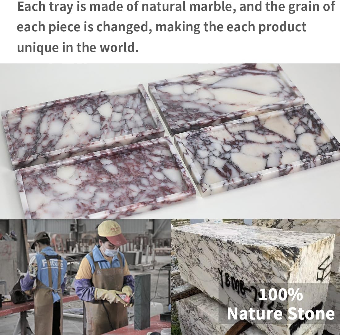 100% Natural Luxury Calaccata Viola Marble Small Hand Towel Tray Holder Organizer, Makeup Bathroom Holder