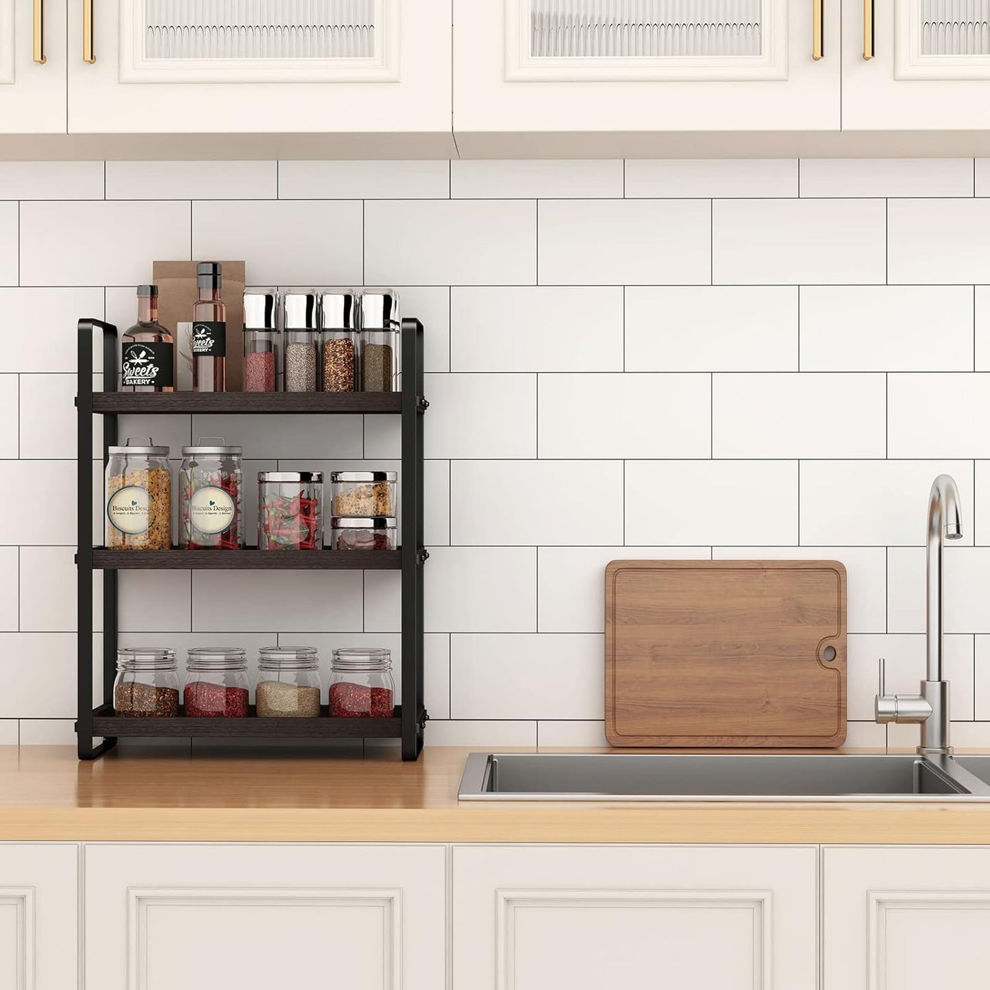 Bathroom Counter Organizer,Bathroom Countertop Organizer,Counter Shelf,Countertop Storage,Organization and Storage,Makeup Shelf,Sink Caddy(Brown 3 Tier)