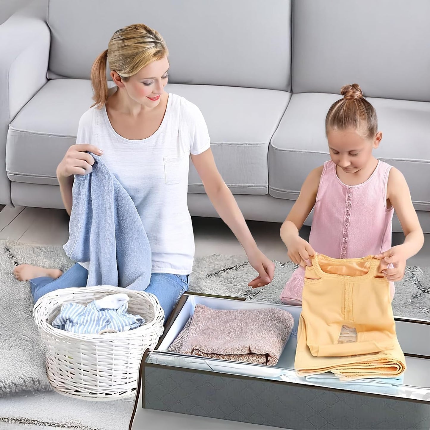 90L Under Bed Storage Containers, Closet Organizers and Storage Bins, Foldable Underbed Storage Bags for Blankets, Towels, Comforter, Sweaters, Linen Sheets, Wrapping Paper(Grey, 6 Pack)