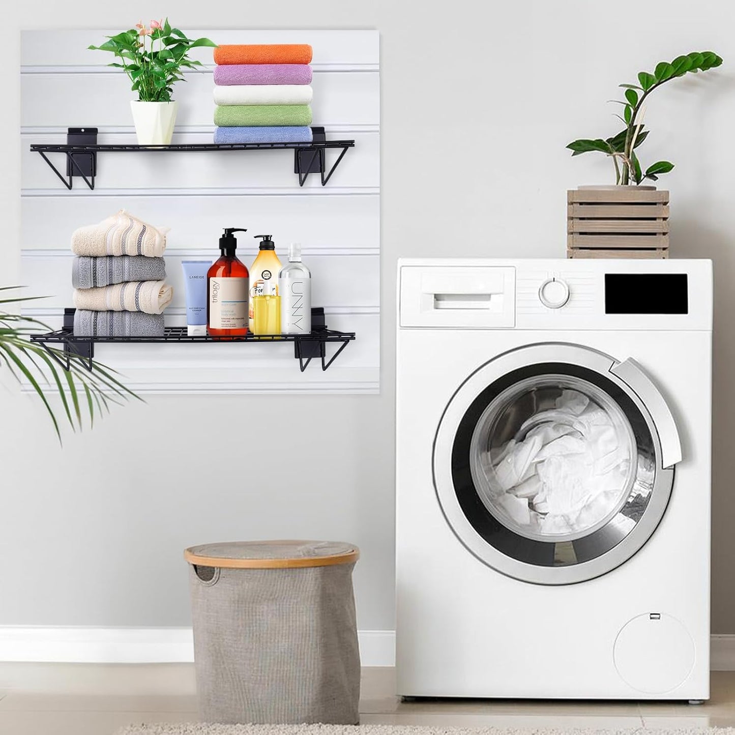 24-Inch Width Slatwall Shelves, Duty Storage Slatwall Shelf, Slat Wall Wire Shelf, Black Slatwall Accessories -2 Pack