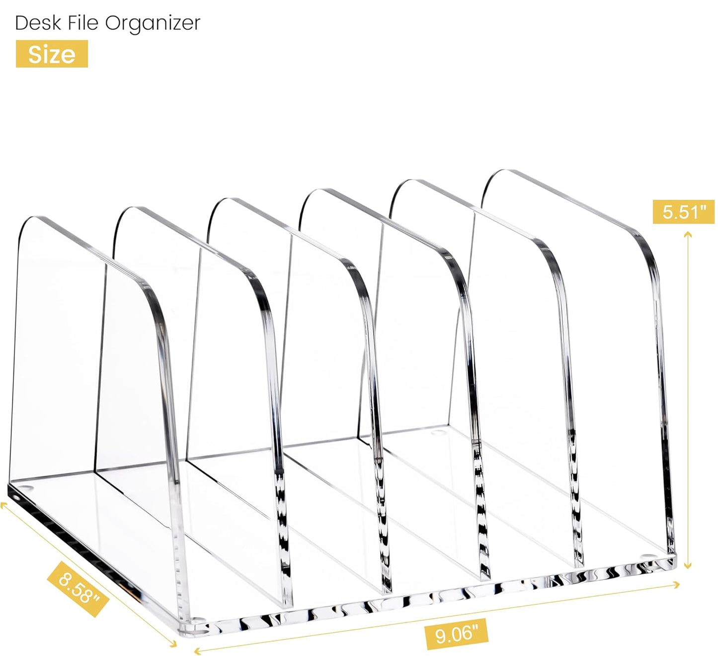 YUXUN Desk File Organizer,5-Section Vertical Clear Acrylic Desk Organizer File Holder Mail Sorter Office Organization for Office Home &Classroom（B5）