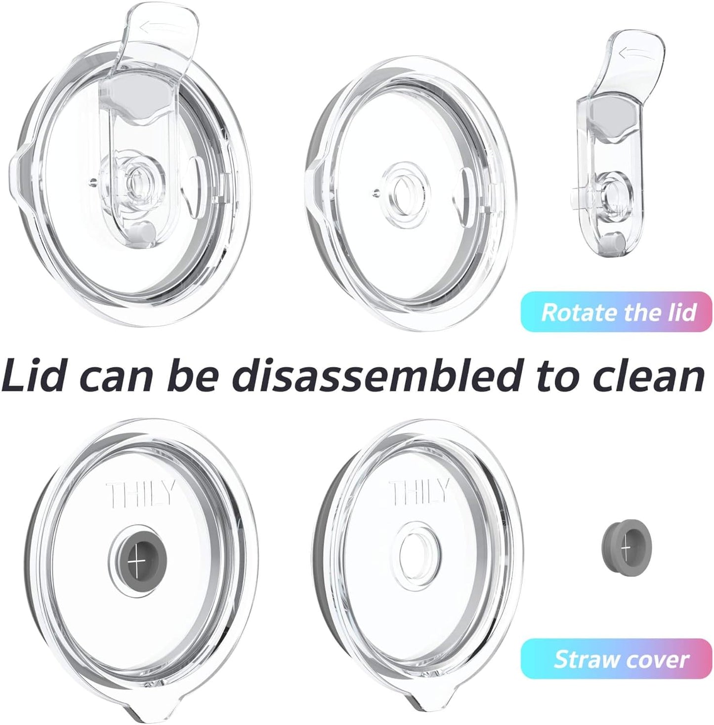 THILY Tumbler Stainless Steel Travel Mug 26 oz Triple-Insulated Coffee Cup with 2 Lids and Straws, Reusable, Powder Coated, Splash-Proof, Keep Ice Drinks Cold, Lavender