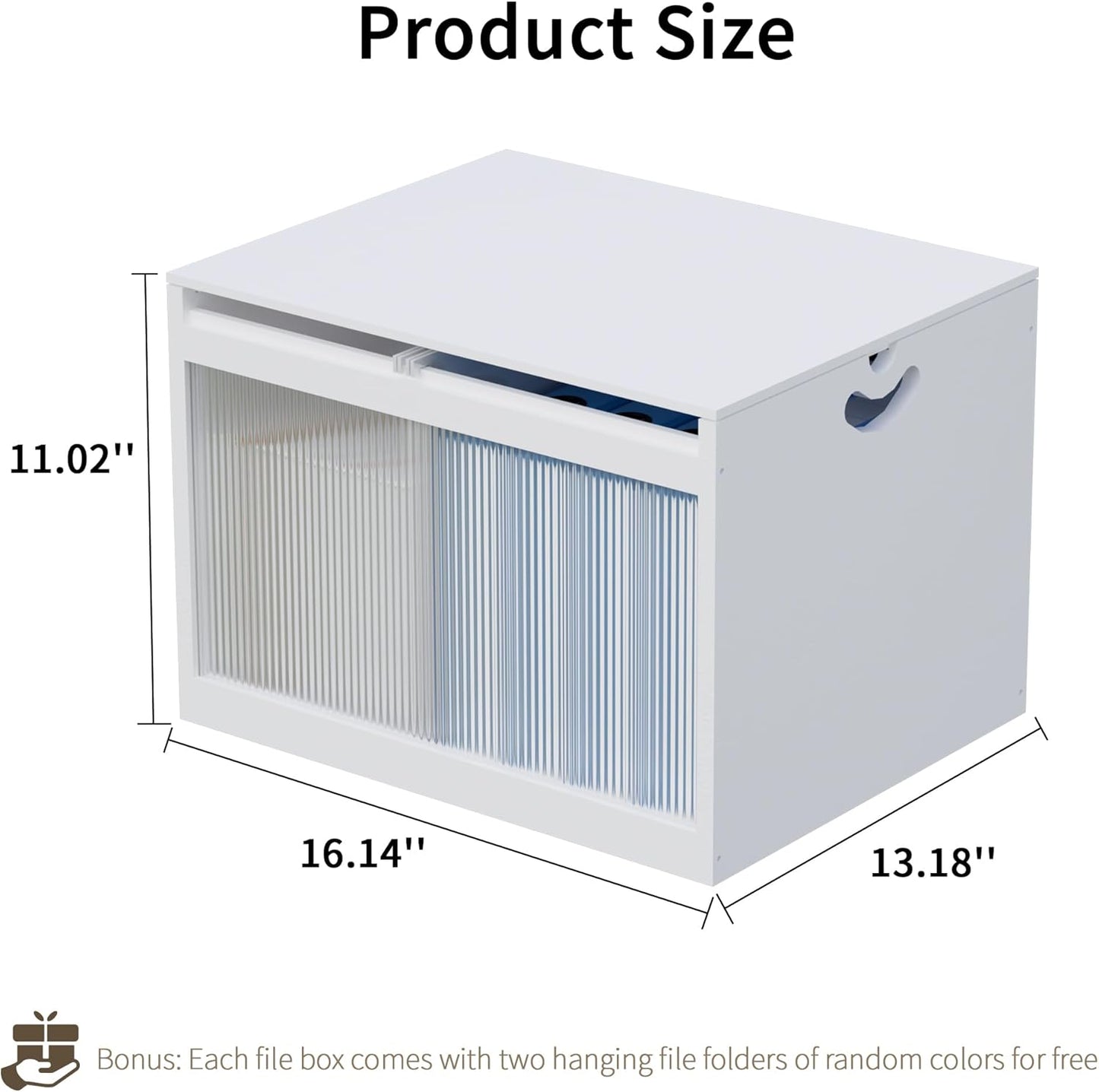 White Bamboo Acrylic File Box with Hanging Folders, Letter/Legal Size, Dustproof, Home Office File Organizer