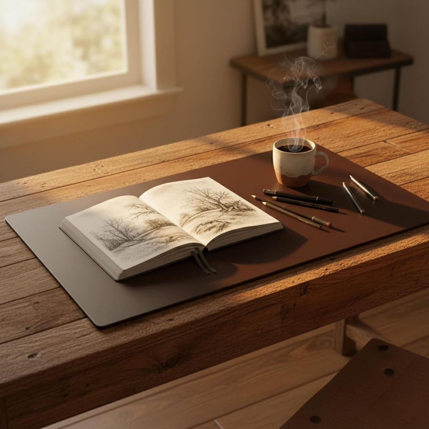 Dacasso Pad Without Side Rails Luxury Leather Blotter for Writing-Executive Desk Surface Protector, 38" x 24", Chocolate Brown