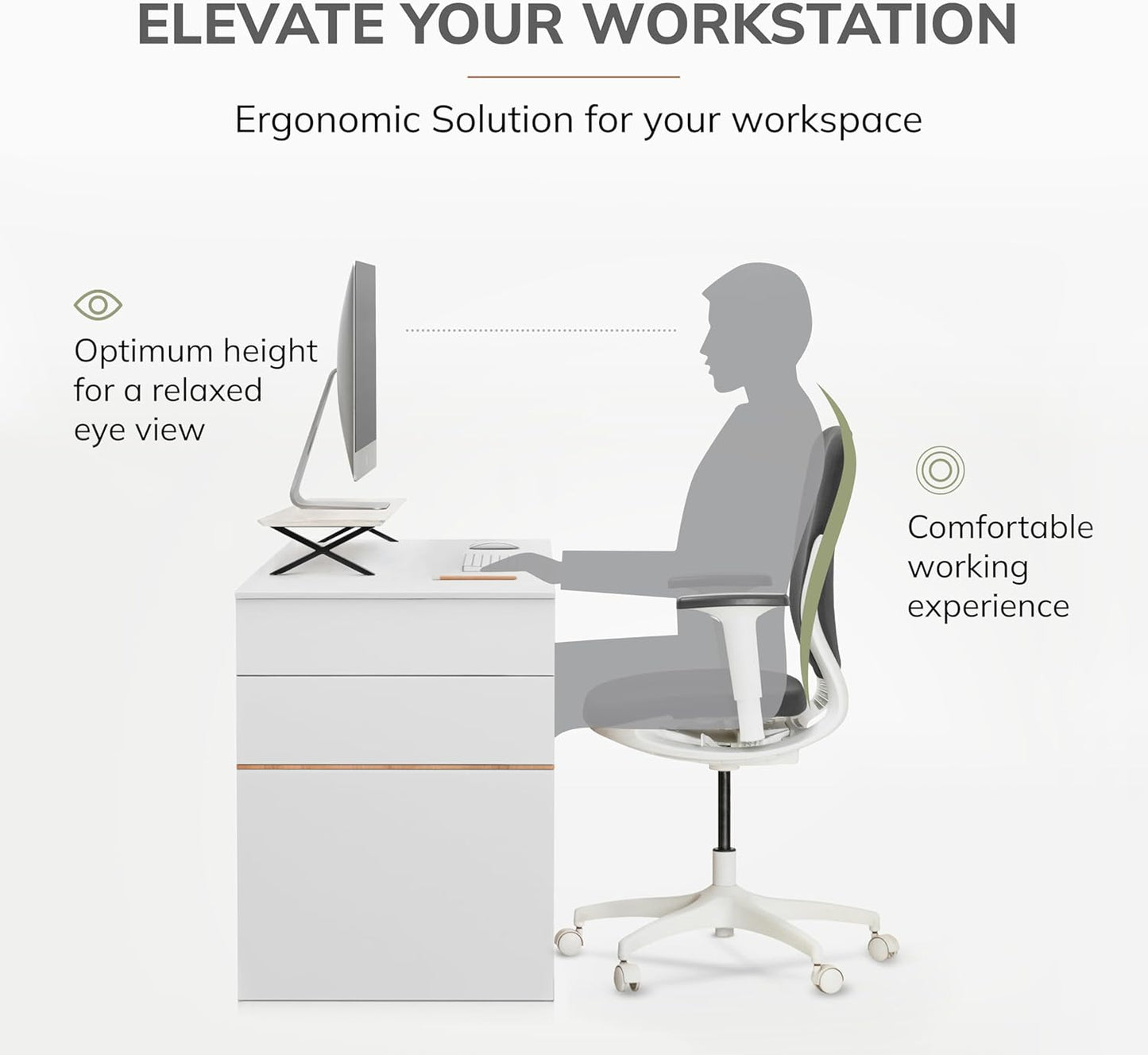 Anji Mountain Monitor Stand - Desktop Organizer & Laptop Riser, Ergonomic Monitor Riser, Space-Saving Monitor Stand for Desk, Durable Construction, Easy Assembly, Ideal for Home & Office,Walnut