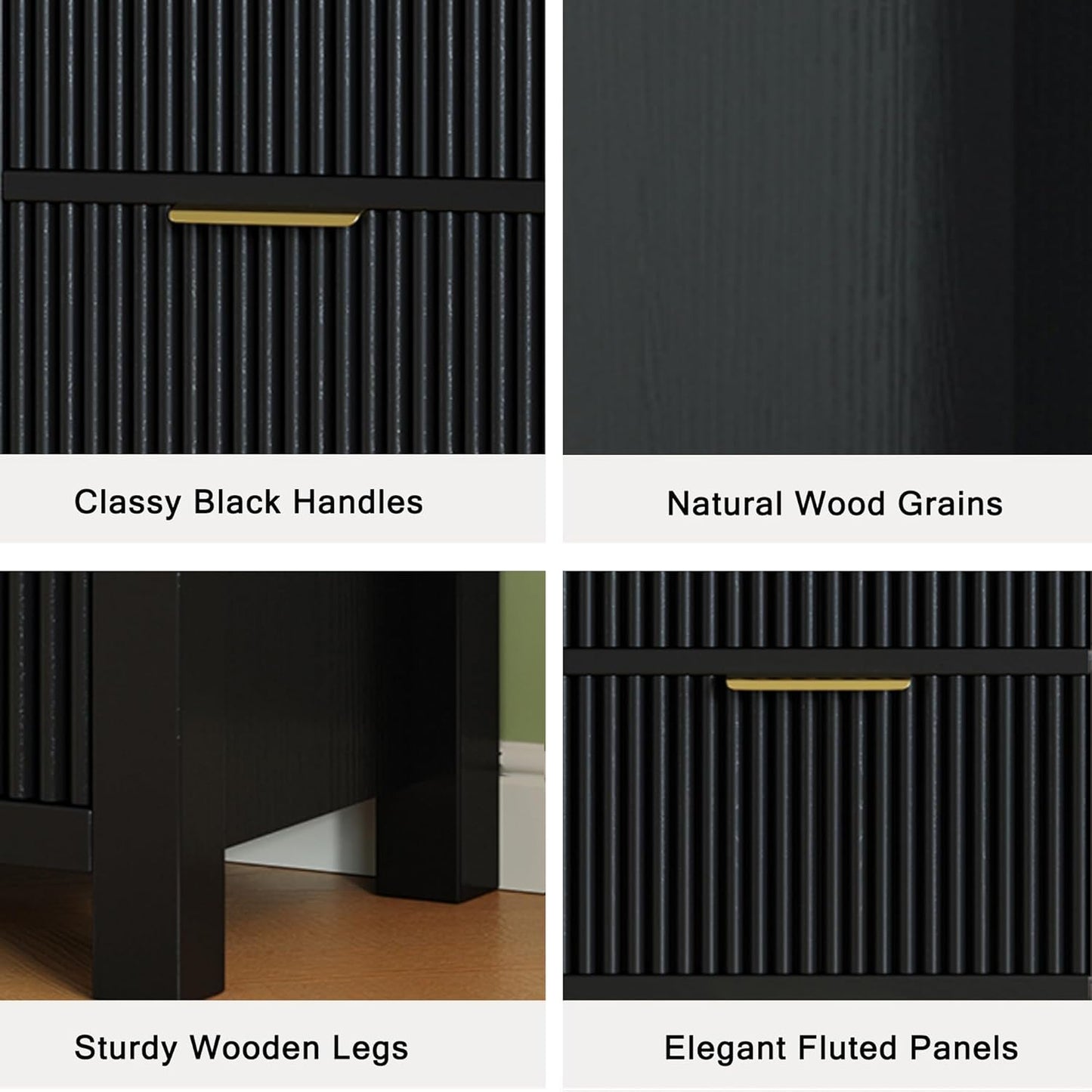 Mid-Century Modern Tall Wooden Dresser with 12 Spacious Drawers, Entryway Storage Chest with Smooth Metal Handles, Bedroom Clothes Organizer for Entryway, Office, and Small Spaces, Black X3