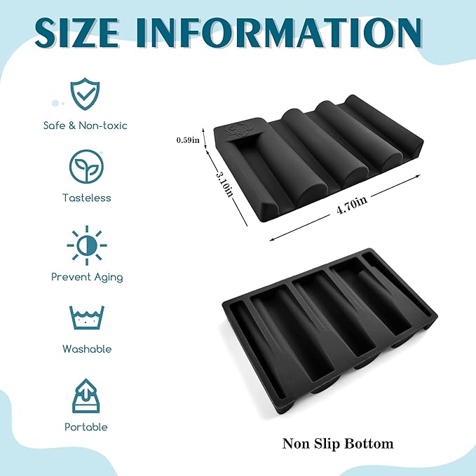 Silicone Soap Dish with Wave Design, Non-Slip, Quick-Drying, Perfect for Bathroom, Kitchen, and Sink Areas (2, Black1)