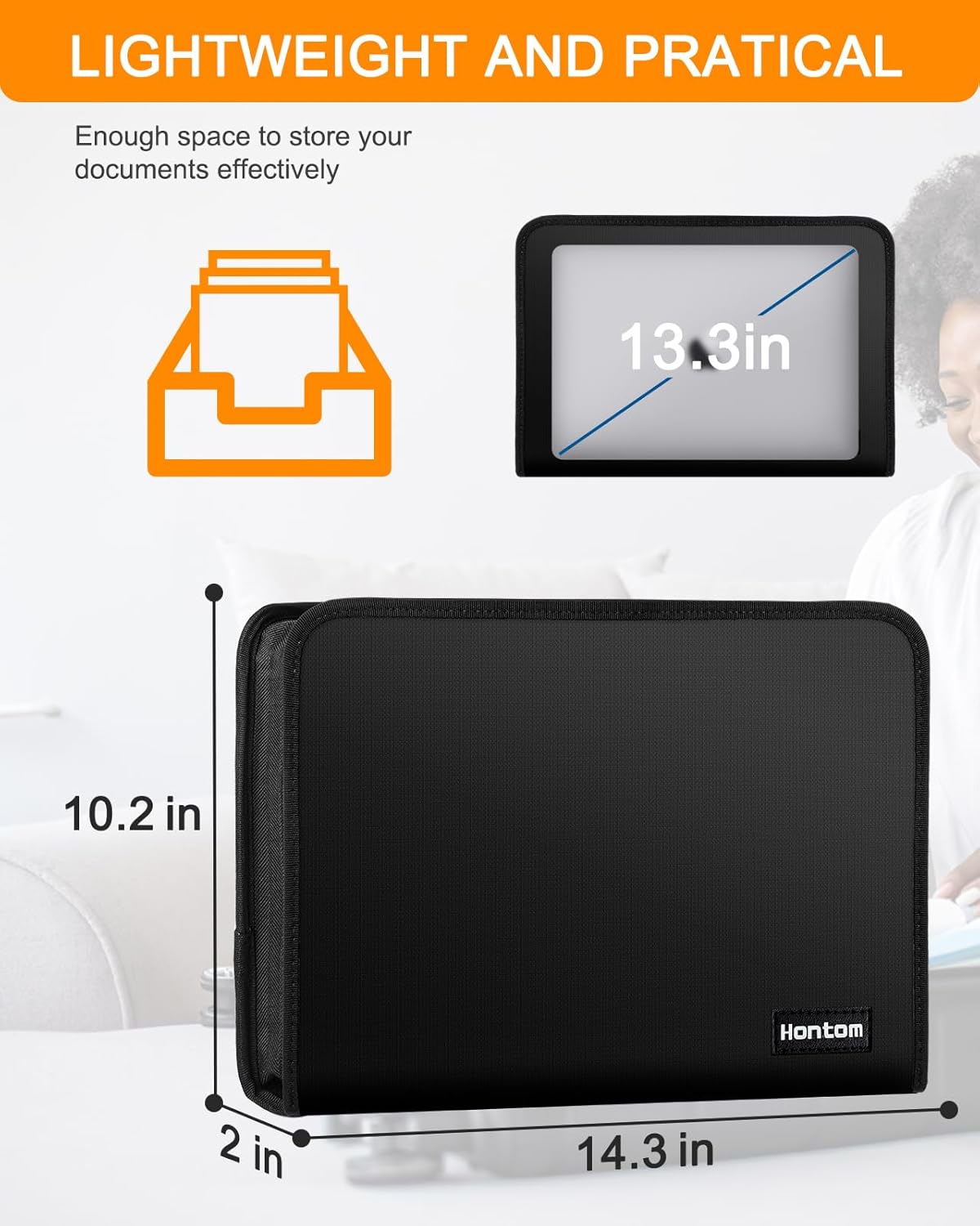 Hontom Accordion File Organizer,13 Pockets Fireproof Document Organizer with Multicolored Pockets, Business Safe Storage Folder Zipper for Documents and ‎F61NCYXEFF02V