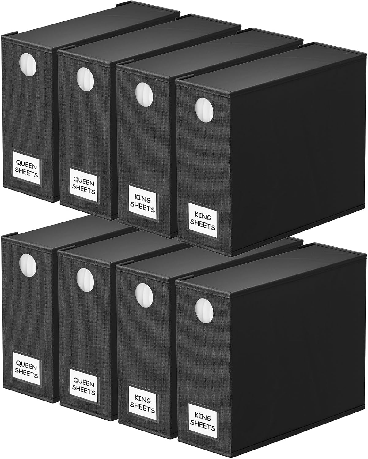 SpaceAid 8 Pack Bed Sheet Organizers and Storage, Foldable Sheet Organizer for Linen Closet, Sheets Set Folder Keeper with Window XL (Queen & King Size) Bedding Container (Black, 8 Pack)