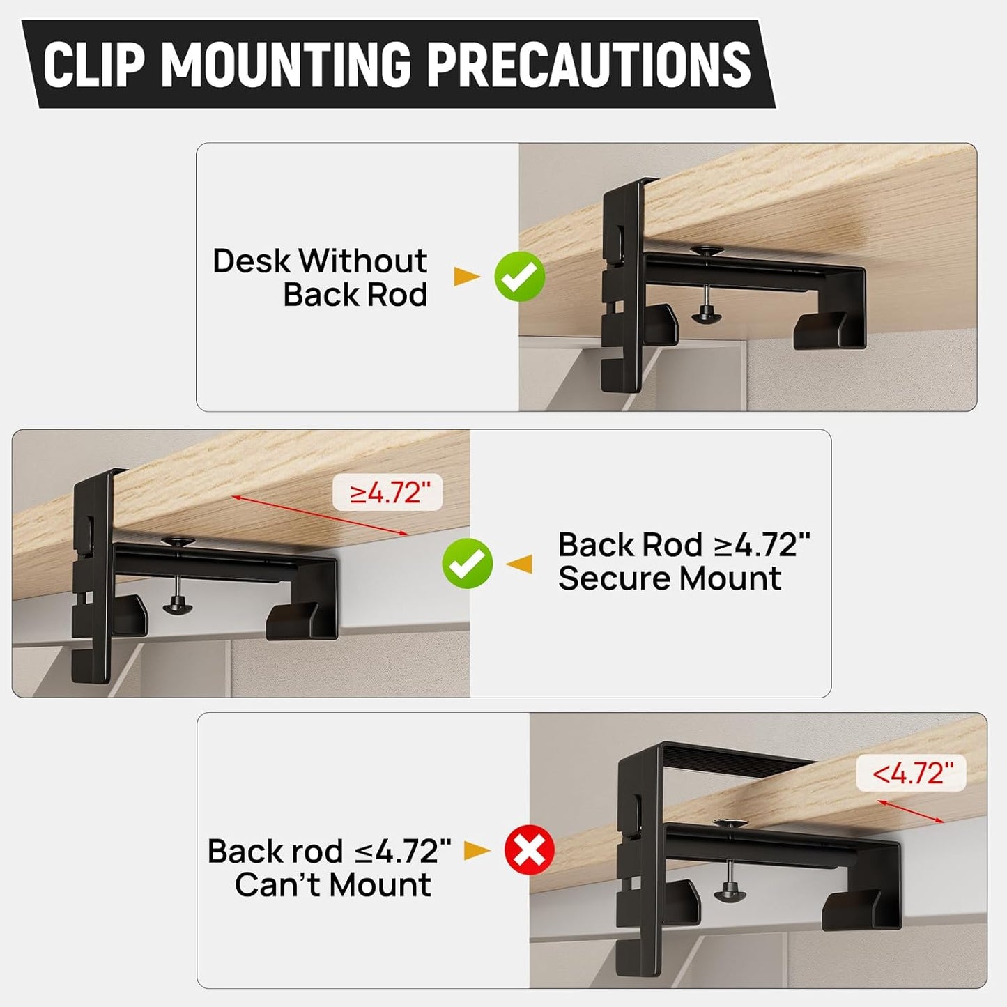 Under Desk Cable Management Tray, No Drill Standing Desk Wire Cable Management Tray, 27.5 Inch Cord Organizer for Office/Home/Game Rooms