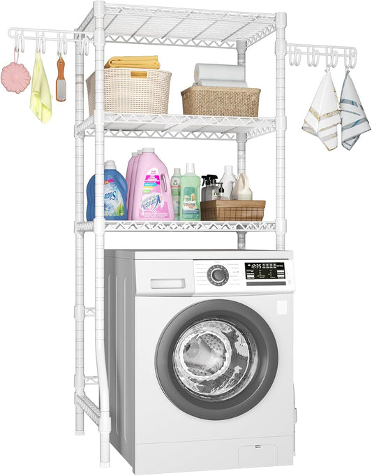 Ulif U8 Medium Laundry Room Storage Organizer, Over the Washer and Dryer Storage Shelves for Laundry Organization, 32.3”W x 17.3”D x 76.2”H, Suit Washing Machine Width within 29.9”, Hold 304 lb, White
