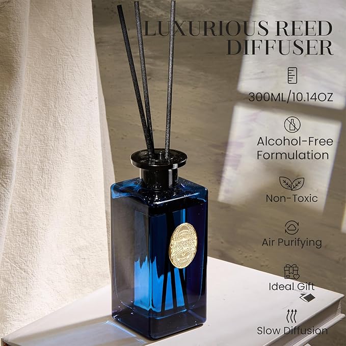 M&SENSE 10.14 oz Large Reed Diffuser Set | Midsummer Evening Scent Oil Diffuser with Sticks |Hotel Collection Non-Toxic Essential Oil |for Bedroom Bathroom Living Room