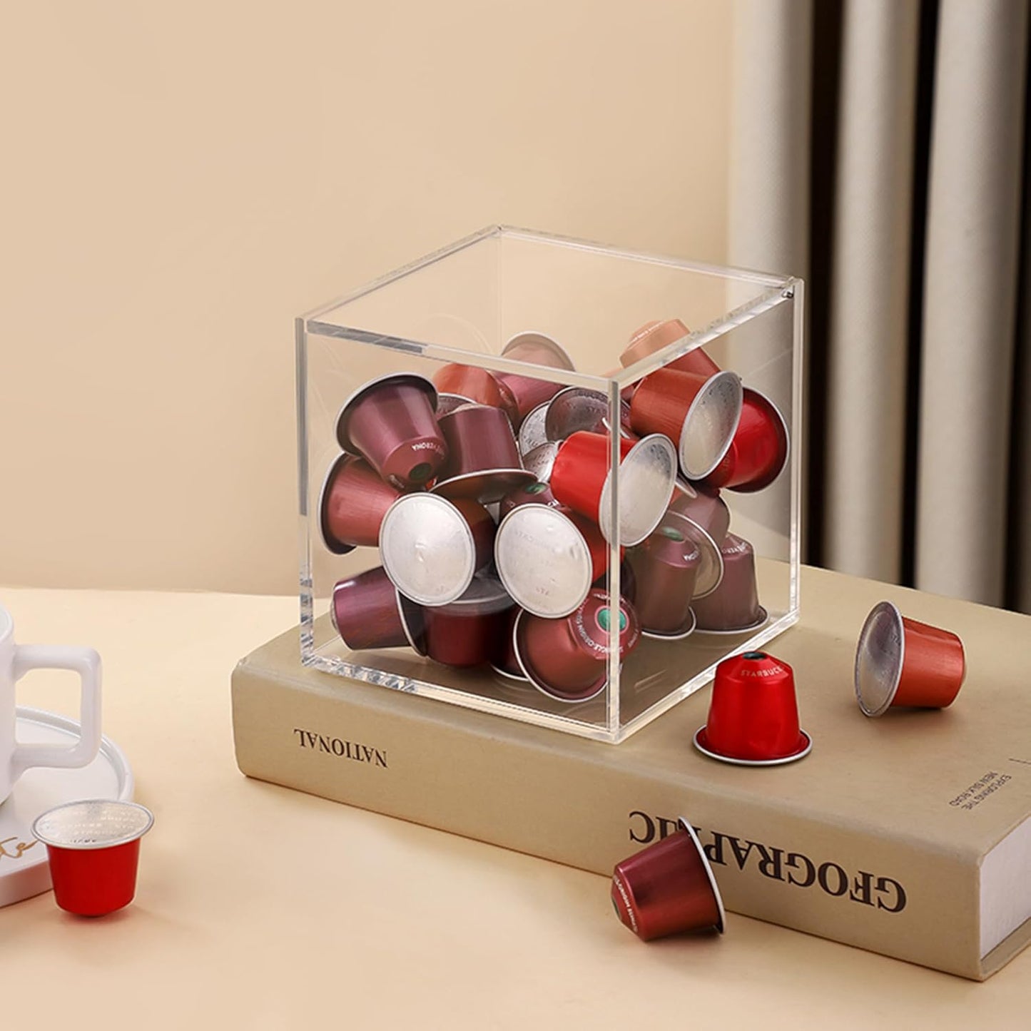KissYou Acrylic Box with Lid Coffee Pod Holder Organizers Storage Contanier Clear Box for House and Office Transparent Case