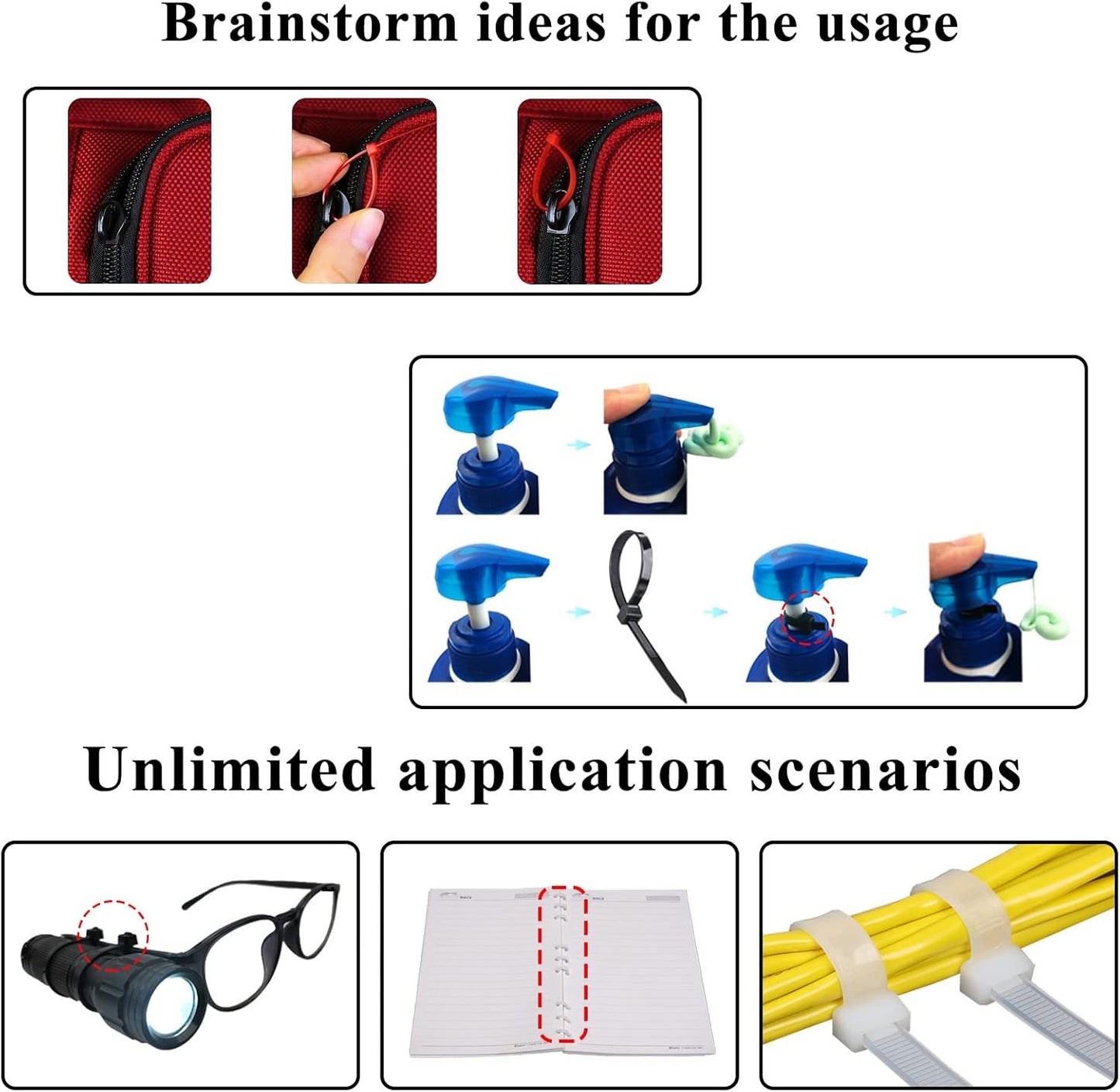 4 Inch Black Cable Tie Zip Ties Nylon Zip Ties Plastic Ties 100Pcs
