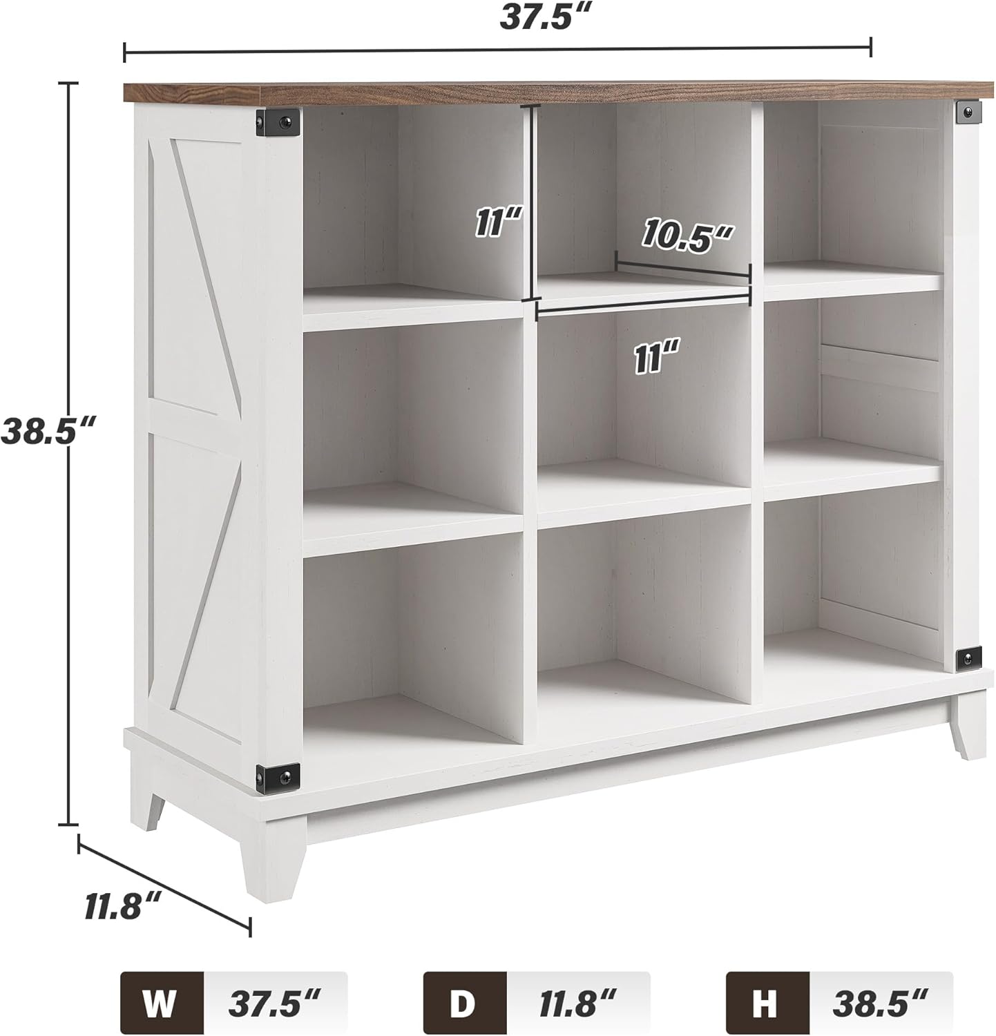 EnHomee 9 Cube Storage Organizer and Shelf, Cube Shelf with Storage,White Bookshelf for Bedroom and Home Office