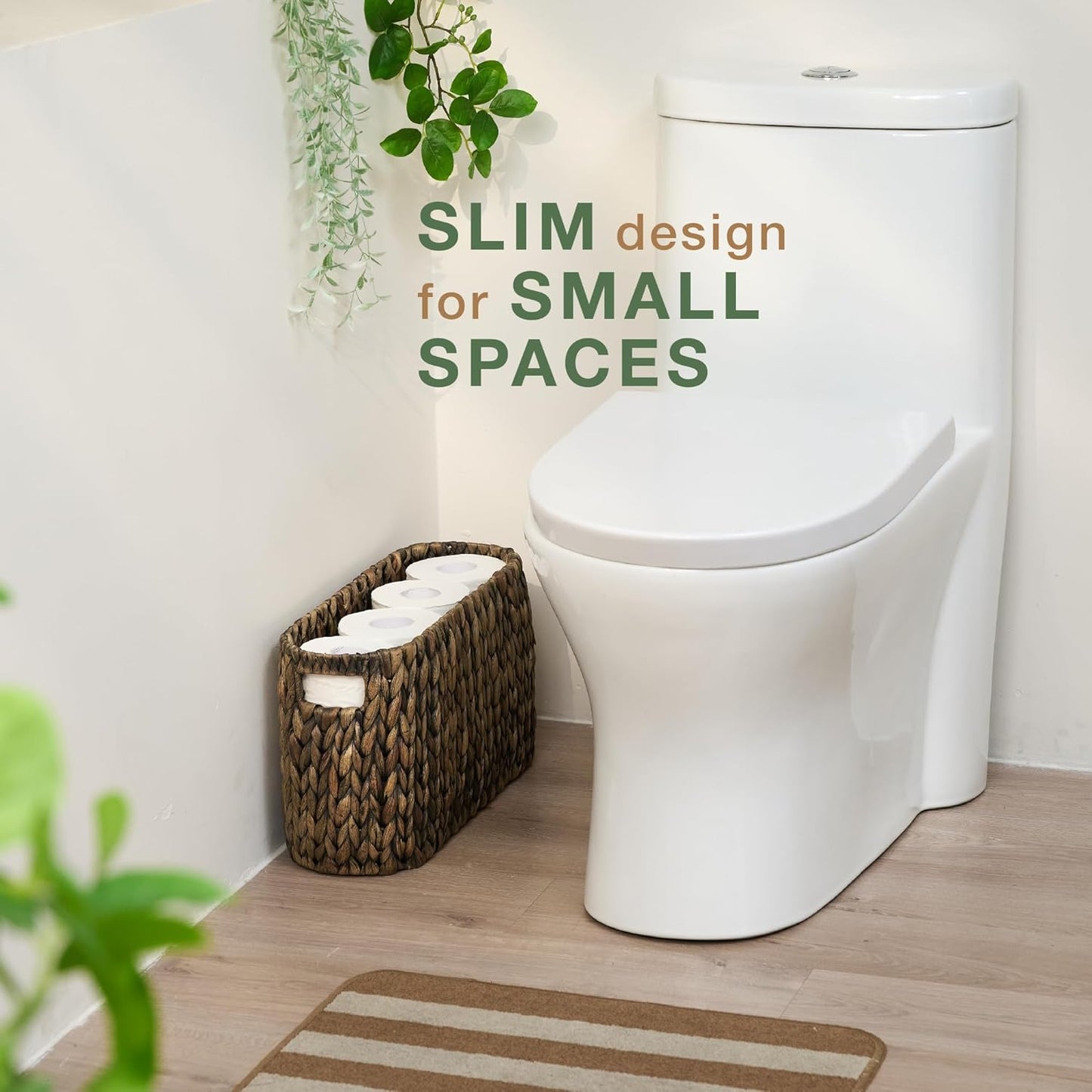 Toilet Paper Storage Basket, Toilet Paper Holder with Storage for Up to 8 Rolls, Coastal Bathroom Decor, Rattan Bathroom Accessories (Black Hyacinth, 6 Mega Rolls)