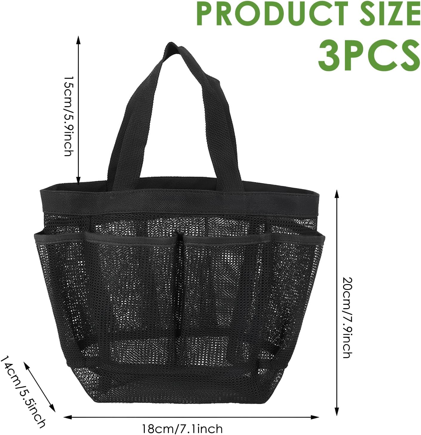 3 Pcs Mesh Shower Caddy Tote Bag Large Capacity Basket with 9 Storage Pocket Portable Hanging Toiletry Caddy Bag Breathable Toiletry Caddy Organizer for Bathroom College Dorm Gym Camping Travel