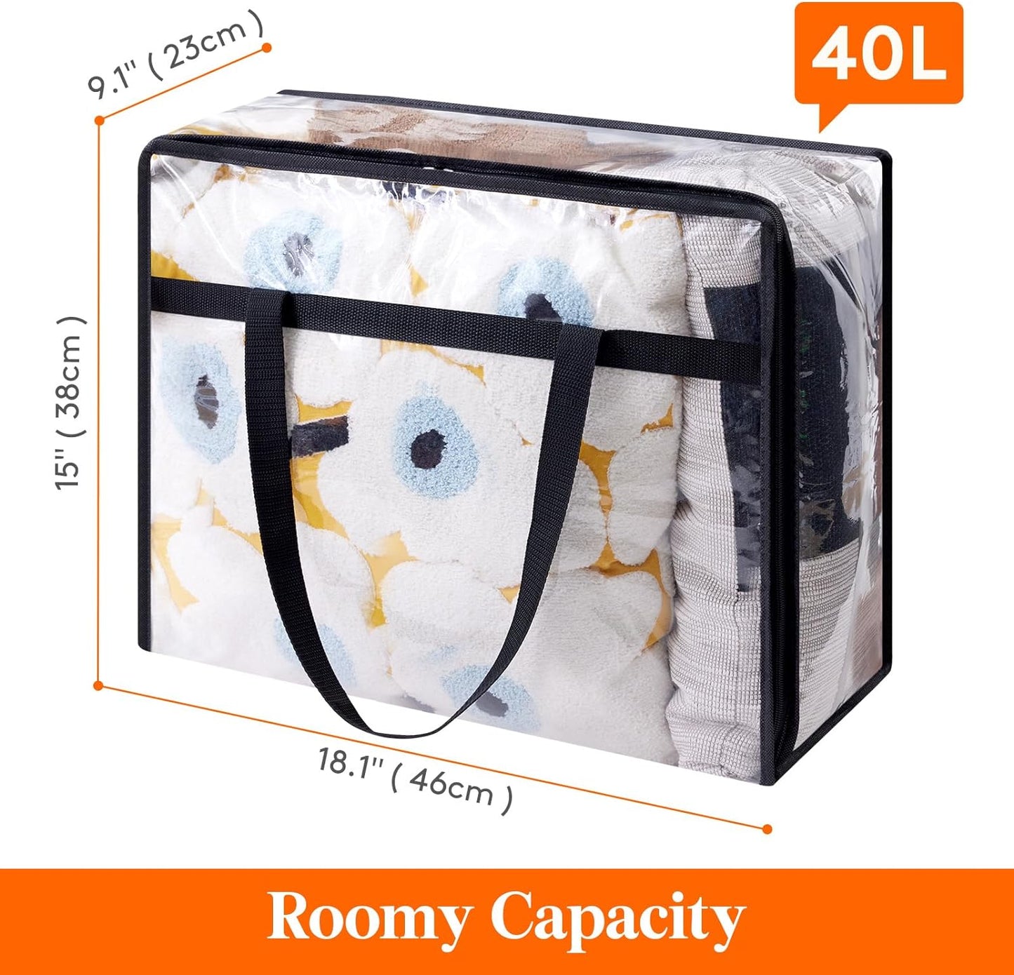 Lifewit 8 Pack Clear Clothes Storage Bags, 40L Plastic Blanket Storage Bag, Vinyl Foldable Moving Bags with Zipper, Closet Organizers and Storage Containers for Bedding, Duvet, Comforter