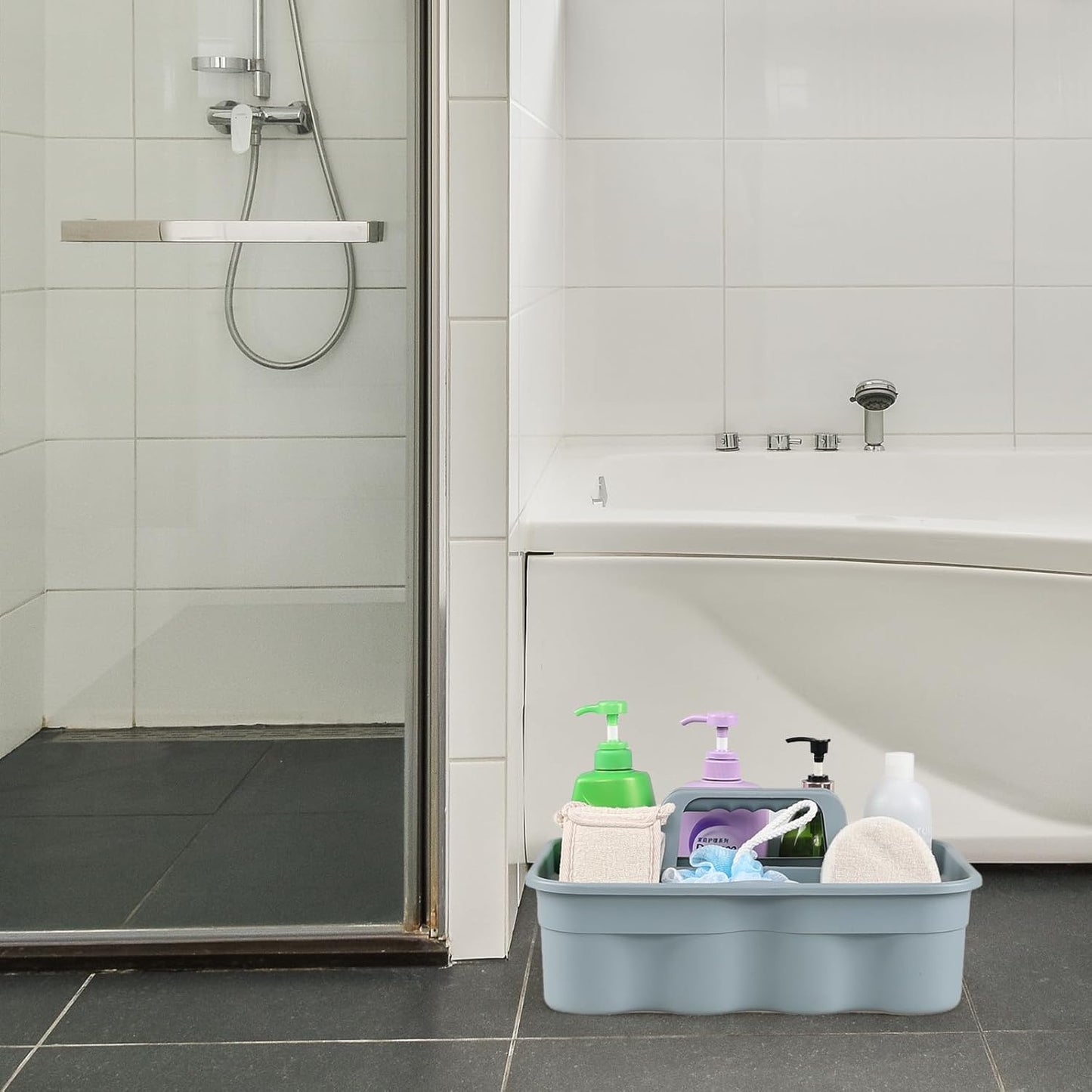 6-Pack Plastic Cleaning Tool Caddy, Cleaning Utility Caddy Tote, Gray