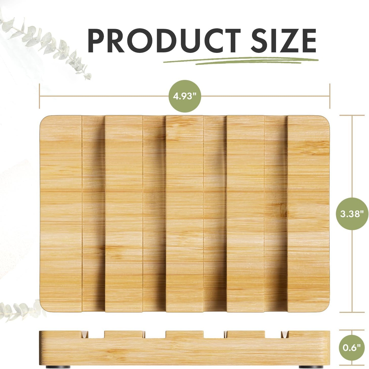 AmazerBath Bamboo Soap Holder, Bamboo Soap Dish, 2 Pack Soap Dishes for Bar Soap, Soap Tray Self Draining, Bar Soap Holder for Shower