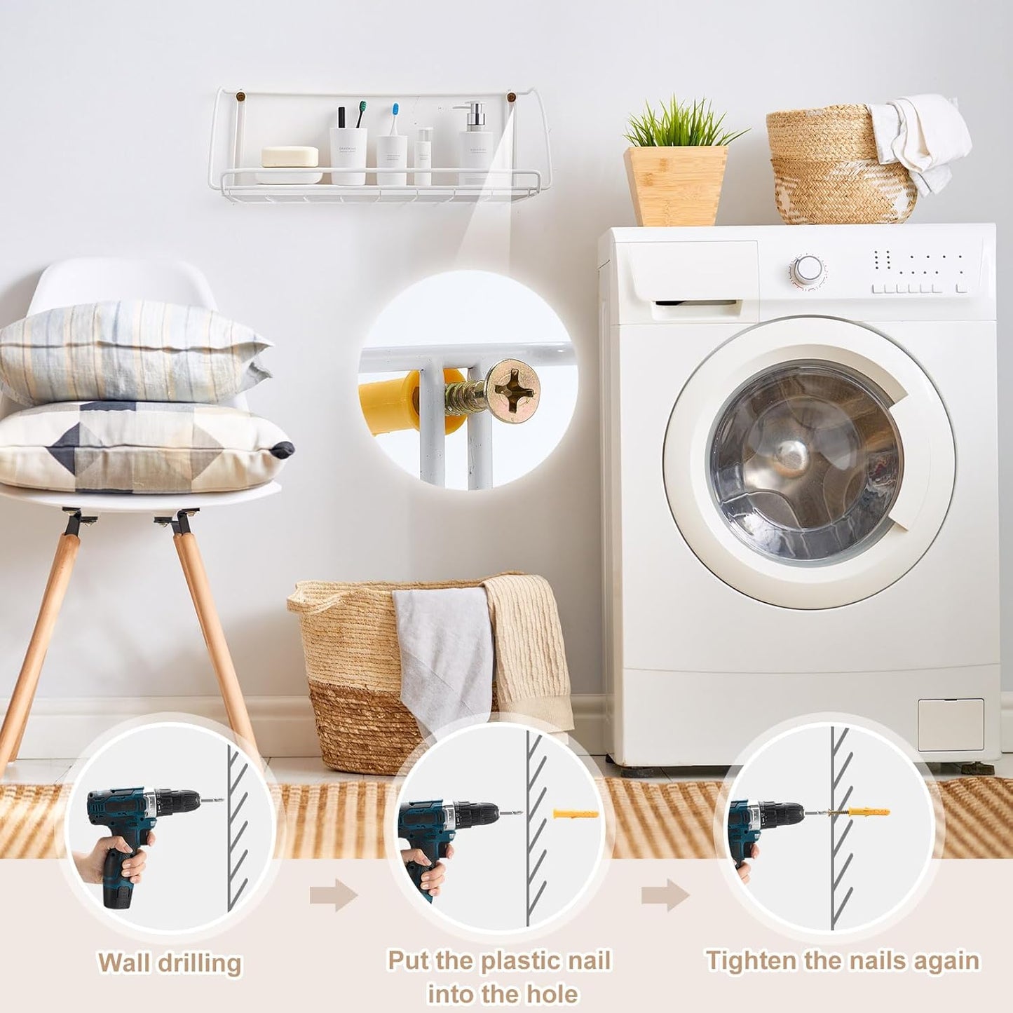 Geelin 2pcs 17in Wide Laundry Room Shelves Laundry Utility Hanger Shelves Wire Rack Shelving Closet Shelf with Two Different Ways to Hung Wall Mounted for Pantry Room Closet Storage Basement