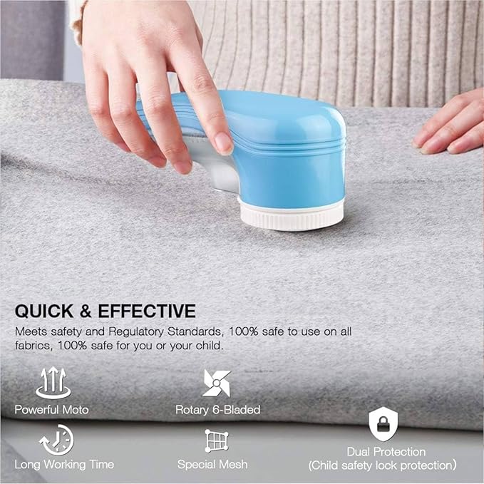 Fabric Shaver, Lint Remover for Clothes, Electric Lint Remover with 3 Replaceable Blades, Removes Fabric Pills, Rechargeable Sweater Defuzzer Pill Remover, Depiller Effectively Remove Pills, Lint