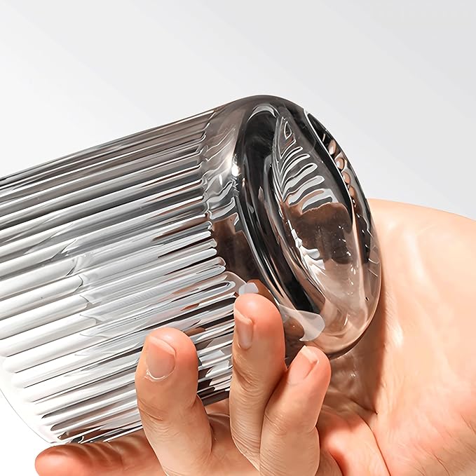 2 Pack Qtip Holder - Apothecary Jars with Lids, Bathroom Organizers and Storage Canister for Cotton Balls,Swabs,Floss Picks,Hair Ties,Clear Glass Vintage Bathroom Decor Jar Set (Gray)