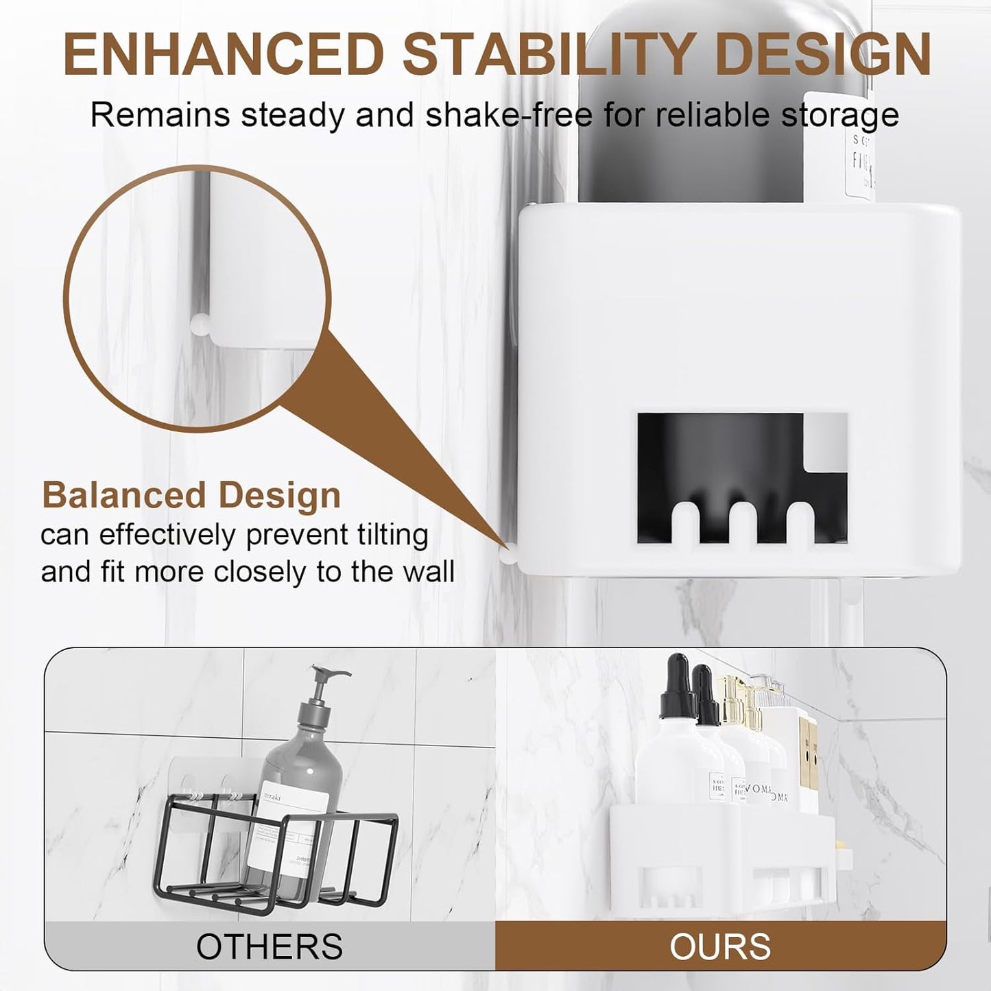 Large Shower Caddy, 4 Pack Adhesive Shower Organizer, 15.15in Large Capacity Bathroom Shelves, No Drilling for Bathroom Organizers and Storage & Home Decor & Kitchen(White)