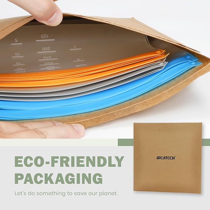 Dishwasher Safe Reusable Storage bags Stand Up - BPA Free Reusable Sandwich bags - Leakproof Gallon Freezer bag, Food Storage bag - Grey 9 Sandwich