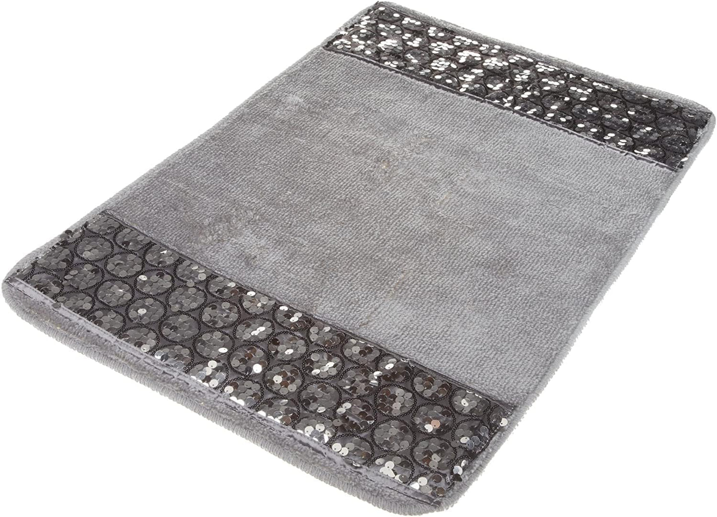 Zahari Home Sinatra Modern Bathroom Rug Classic Luxury Bath Rug Contemporary Decor Silver Bath Mat for Shower Unique Design Stylish Bathroom Rug Bath Shower Tub Decor Bling Silver