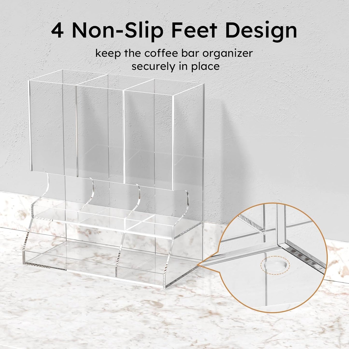 AITEE Clear Acrylic Coffee Pod Holder Dispenser for K Cups, 30-Capacity 3-Compartment Visible Rack, Space-Saving Countertop Organizer for Kitchen, Office, Pantry, 8.9" L x 4.6" W x 10.2" H