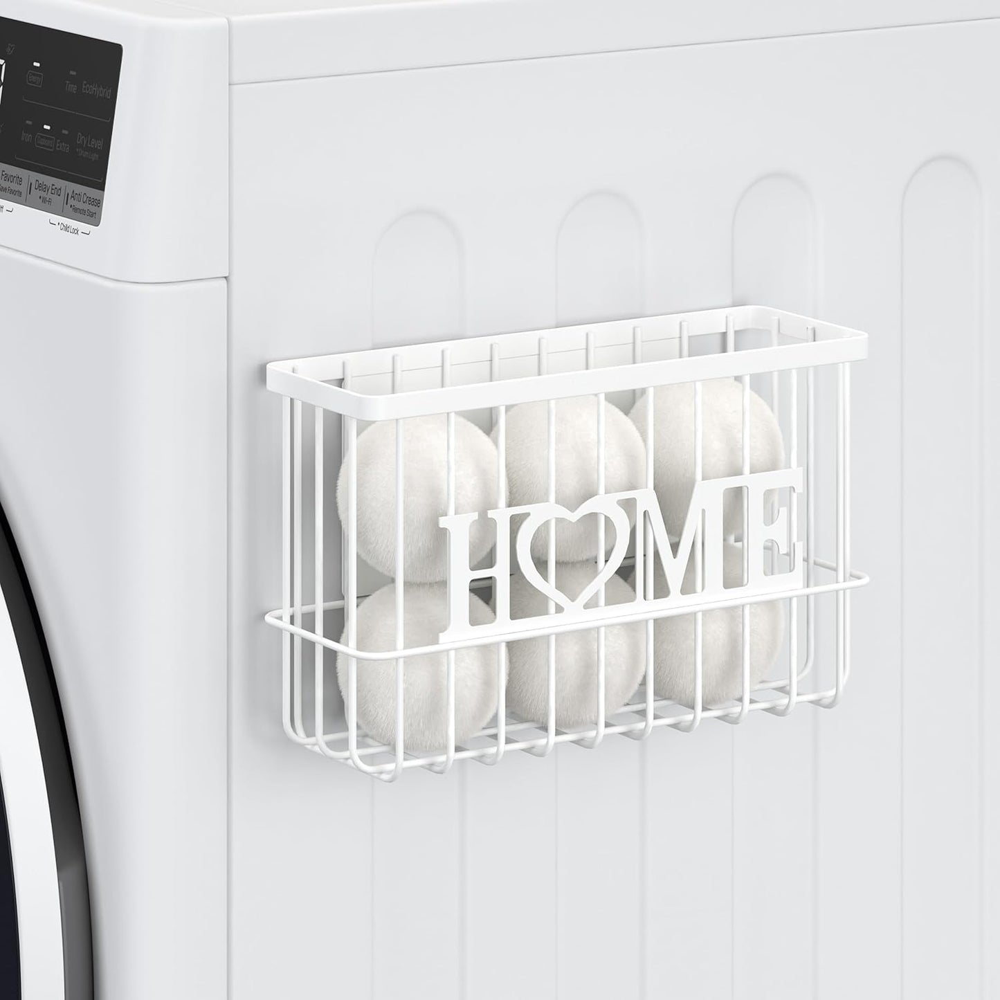 Dryer Ball Holder, Thipoten Magnetic Dryer Ball Storage for Laundry Room, Perfect Space Saver for Holding Dryer Balls of Various Sizes (White)