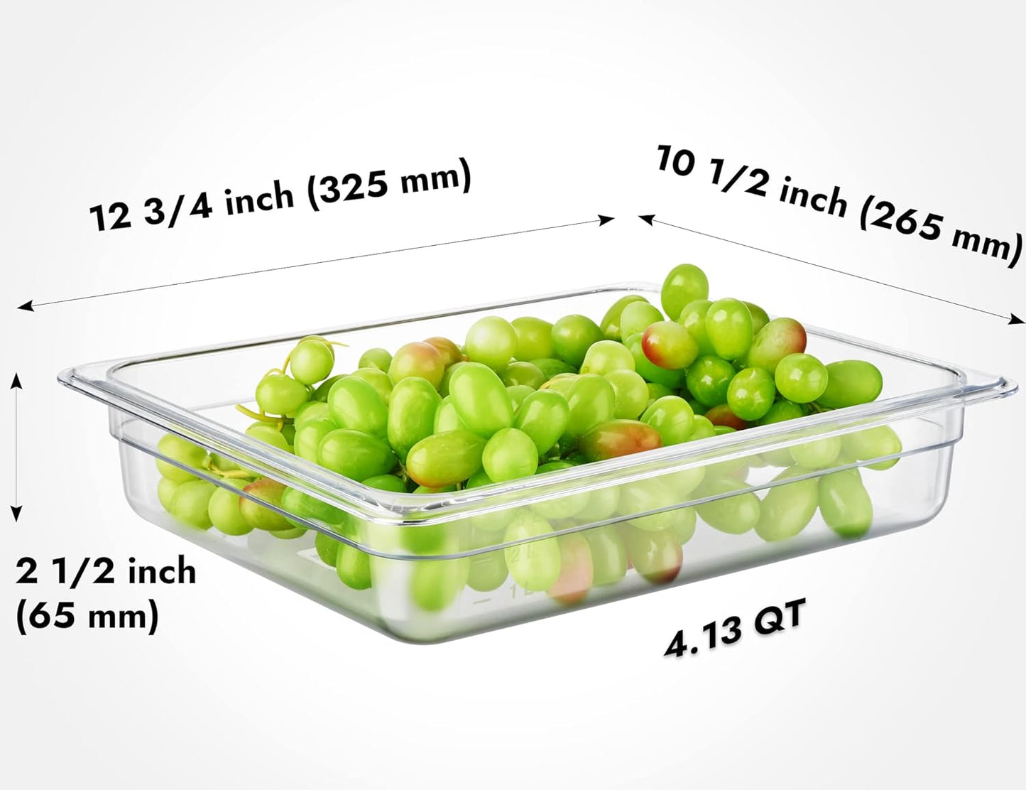 CURTA 6 Pack NSF Food Pans, Half Size 2 1/2 Inch Deep, Commercial Polycarbonate Plastic Clear Freezer-Safe