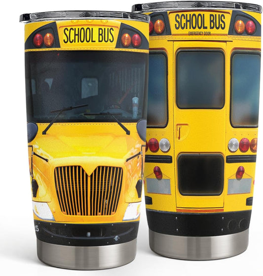 SANDJEST Bus Driver Tumbler - School Bus 20 oz Stainless Steel Double Wall Vacuum Tumblers Coffee Travel Mug - Thermal Cups Birthday, Christmas, Back To School Gifts for Men, Women, Friends, Besties