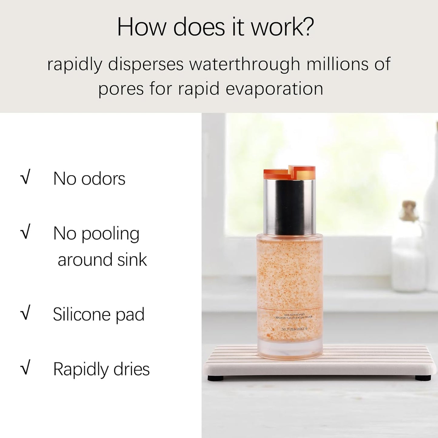 2 PCS Water Absorbent Diatomite Coasters (7.1" x 3.5"), Grooved Design, Water Absorbing Stone Used for Hand Soaps & Plants & toiletries in The Modern Home